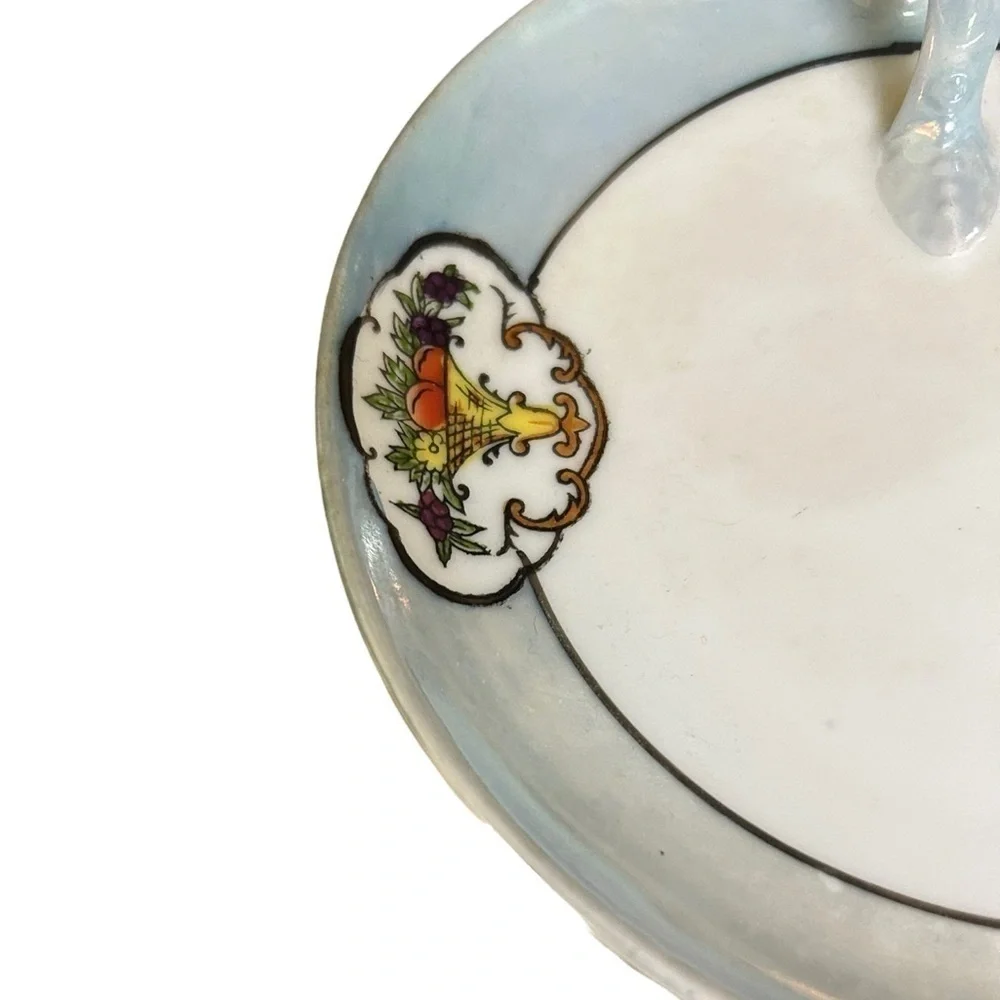 Noritake Fruit Basket Lemon Server Plate Lusterware Blue White